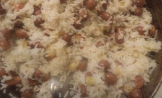 Рис с фасолью и беконом